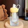 Vaso de agua de verano, resistente a altas temperaturas, vaso creativo de manzana con popote para niñas, alto valor estético, taza de té portátil para estudiantes, regalo