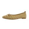 Zapatos planos de punta cuadrada pequeña estilo francés para mujer 2025 Nuevo estilo Lazo pequeño fragante Suela suave Transpirables Huecos Versátiles Zapatos planos
