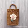 Cesta de Armazenamento Tecida de Rattan Sintético Prateleira de Armazenamento Decoração de Cozinha Banheiro Cesta de Parede para Flores Armazenamento Cesta de Lavar Cesta de Parede para Gengibre e Alho