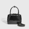 Bolsa Boston Simples Elegante Feminina Almofada Pequena Quadrada Estilo Coreano Retrô Bolsa de Boliche Moderna Bolsa de Ombro Transversal