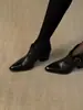 Versión de Piel de Vaca~Hebilla de Metal Casual 2026 Color Pulido Retro Versátil Minimalista Botines de Tacón Alto para Mujer Zapatos de Tacón Alto de Cuero Lavado