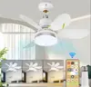 Luz de ventilador de techo pequeña silenciosa para el hogar modelo nuevo transfronterizo E27, luz de ventilador de techo inteligente para comedor y dormitorio