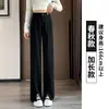 Pantalones de traje de pierna ancha para mujer, de cintura alta, con abertura lateral, para primavera y otoño, adelgazantes, elegantes, versátiles, de longitud hasta el suelo, informales para ir al trabajo