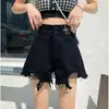 Moda Retro Casual Pantalones Cortos de Mezclilla para Mujer 2026 Verano Nuevos Cintura Alta Adelgazantes Letra Pierna Ancha Pantalones Calientes Tendencia Ins