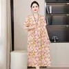 Camisola de Algodão Seda de Verão para Mulheres de Meia-Idade e Idosas Plus Size Gorda Plus Size Solta Casual Manga Curta Vestido para Usar em Casa