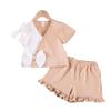 Traje de niña transfronterizo moda top de manga corta pantalones cortos traje de 2 piezas YZTZ20A