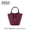 Bolso Cesta de Vacuno TC Patchwork Piel de Cocodrilo Bolso Cubo de Gran Capacidad Piel Genuina Bolso de Hombro Único para Mujer de Moda para el Trabajo