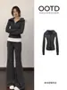 Chaqueta gris ajustada traje deportivo de otoño para mujer, nuevo estilo coreano 2026 ootd, un conjunto completo para un look relajado