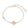 Pulseira Trevo de Quatro Folhas Multicolorida, Prata Pura, Conjunto Leve de Luxo Trevo de Quatro Folhas Feminino, Madrepérola Branca, Ágata Vermelha, Pulseira Elegante, Tk Transfronteiriço