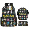 Mochila de bolsillo de dibujos animados transfronteriza, monstruo de bolsillo, sueño del tesoro, elfo bebé, mochila escolar, juego de tres piezas para estudiantes de primaria y secundaria