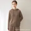 Nuevo de Invierno 100% Cachemir Sudadera con Capucha Suéter Color Sólido Tejido de Cable Holgado Ropa Exterior Base de Cachemir Tejida