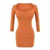Vestido corto bodycon puramente seductor para mujer, con escote corazón, manga tres cuartos, copas en el pecho, nuevo estilo otoño, ajustado a la cintura, ceñido al cuerpo, sexy