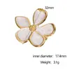 Anillo de Acero Inoxidable Francés Transfronterizo Retro Esmalte de Goteo Flor de Cinco Pétalos Nicho Femenino Alto Grado Exquisito Anillo de Acero de Titanio Joyería