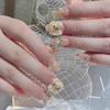 Joyas para uñas con lazo de guerrera, para chicas guapa y famosas en línea, con diseño de viento puro, amor, diamante, hielo, transparente, resina tridimensional, accesorios para uñas.