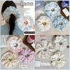 Goma para el Cabello de Flor de Encaje Estilo Coreano Scrunchie Grande con Acabado de Alta Gama, Extra Grande, Resistente, Accesorio Grande para Cola de Caballo para Navidad