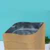 Bolsa de papel kraft amarilla bolsa autosellante bolsa autosoportante ventana no transparente sellado bolsa de embalaje para alimentos té dátiles rojos fruta seca 100