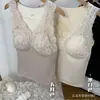 Chaleco Térmico Sexy de Encaje Francés con Cuello en V Otoño e Invierno Clásico Cómodo de Una Pieza de Terciopelo Grueso Top Base para Mujer 6521