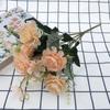 Flor Artificial Hogar Estilo Europeo 7 Peonías Sala de Estar Decoración del Hogar Flor Falsa Arreglo Romántico para Boda Ramo de Rosas