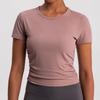 Camiseta Lulu Yoga Feminina, Cintura Marcada, Caimento Justo, Esportes ao Ar Livre para Tênis, Secagem Rápida, Ajustada ao Corpo, Manga Curta, Modeladora, Estilo Curto para Corrida