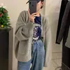 Casaco cardigã de malha casual de outono e inverno, novo estilo, soltinho, para mulheres, top casual e que afina a silhueta