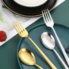 Aço Inoxidável 304 Estilo Coreano Colher Garfo Doméstico Colher de Sopa Café Cabo Longo Colher de Mistura para Refeição Colher de Sobremesa Garfo de Jantar Ocidental Utensílios de Mesa
