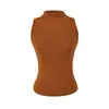 Estilo Ligeramente Maduro Elegante Chaleco sin Mangas de Cuello Alto Conjunto de Dos Piezas Cardigan con Botones de Cuello en V Profundo Cintura Ceñida Conjunto de Ropa Exterior