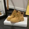 Botines Martin con Tacón Oculto para Mujer 2026 Nuevo Otoño e Invierno Piel Genuina Suela Gruesa Chunky Botines Cortos Retro Caña Alta Botas Amarillas