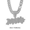 Colar Cubano de Venda Quente da Amazon Cross-Border Tk Liga de Metal Pingente com Letra Inglesa Dann Cravejado de Diamantes Corrente Longa Masculina