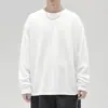 Camiseta de manga larga para hombre para primavera y otoño, corte holgado, color liso, versátil, con estampado de logo, adecuada como capa interior, top casual de cuello redondo