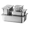 Cuencos de acero inoxidable para servir, recipientes rectangulares con tapa, recipientes comerciales para alimentos, carritos de comida rápida, cuencos para servir en buffet, platos cuadrados, cajas
