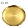 Prato de churrasco de aço inoxidável estilo coreano camada única disco dourado espesso prato de sobremesa prato de buffet prato ocidental prato de churrasco