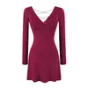 Vestido Curto Elegante A-Line Emagrecedor com Decote em V, Costas Abertas e Cintura Marcada, Estilo Desejo Puro para Mulheres, Novo Outono 2026, Vestido Sexy