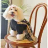 Vestido de tirantes a cuadros patchwork estilo retro amarillo-marrón para gatos y perros, ropa linda para mascotas, estilo británico para perros pequeños