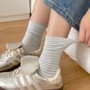 Calcetines de Rayas Crema Calcetines de Media Caña para Mujer Calcetines Finos de Algodón para Primavera y Verano Deportivos Ins de Estilo Coreano Moderno Estilo Japonés Medias de Verano