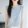 Chaleco sin mangas hueco para mujer, transpirable, sensación fresca, tejido base, verano, versátil, para llevar por dentro o por fuera, chaleco al por mayor