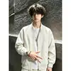 Chaqueta de aviador negra para hombre, primavera y otoño, de alta gama, hombro recto, estilo corto, estilo callejero americano, cuello alto, elegante chaqueta de béisbol