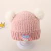 Gorro de invierno para bebé lindo doble pompón kulomi gorro tejido 2-6 años niños de preescolar cálido gorro de punto
