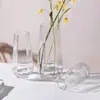 Florero de bambú de la suerte hidropónico transparente de gran diámetro, decoración para sala de estar, florero de lujo ligero, arreglo floral de cristal de alta gama