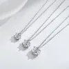 Collar de Plata de Ley S925 para Mujer, Moderno Zircón 5A Incrustado de Alta Calidad Diamante Individual Clásico Simple Colgante de Seis Garras Cadena de Clavícula