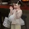 25 Camisetas Nuevas para Niña de Hilo Rosa con Encaje Dulce de Hada Manga Larga de Primavera para Bebé Camisa de Muñeca