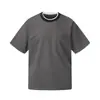 Roupas Masculinas Beijie Verão 2026 Nova Cor Color Block Gola Redonda Manga Curta Camiseta Masculina Marca da Moda Patchwork Falso Duas Peças Top de Meia Manga