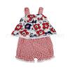 Traje de Verano para Niña 2023 Moda Bebé Femenina Estilo Coreano Cómodo Tirantes Pantalones Cortos Lindos Conjunto de Dos Piezas