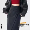 Saia Irregular de Veludo Cotelê para Mulheres, Nova Coleção Outono/Inverno 2026, Emagrecedora, Linha A, Casual, Plissada, Comprimento Médio