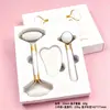 Set de Herramientas de Belleza Rodillo de Jade de Cuarzo Rosa Natural Transfronterizo para Masaje Gua Sha de Cuerpo Completo, Masaje Facial y Herramienta de Gua Sha para la Espalda