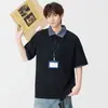 Camisa Polo Masculina Anyang Falsa de Duas Peças com Gola xadrez Manga Curta 2026 Manga Meia Manga Polo Falsa de Duas Peças Masculina