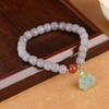 Yilu Silver S925 Sterling Silver Banhado a Ouro Hetian Jade Fumaça Roxo Jade Sapon Ruyi Lutong Pulseira Vintage Pulseira Simples