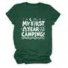 Mi primer año de acampada Amazon eBay sitio independiente moda casual camiseta de manga corta con cuello redondo para mujer