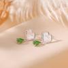 Aretes de Moda de Lujo en Forma de Corazón de Plata Esterlina S925 Yiluyin con Jade Hetian, con un Diseño Único y Elegante