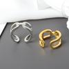 Anel Dourado Feminino de Personalidade Exagerada da Moda Europeia e Americana, Estilo Simples e Frio, Celebridade da Internet, Anel com Dedos Cruzados