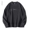 Sudadera de Algodón Pesado Acolchada Lavada Estilo Americano Gruesa de Otoño para Hombre Holgada Talla Grande Primavera y Otoño Vintage Manga Larga Moderna